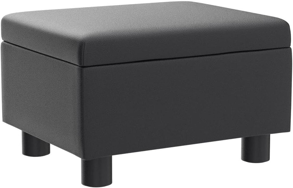 Black Small Leather Foot Stool