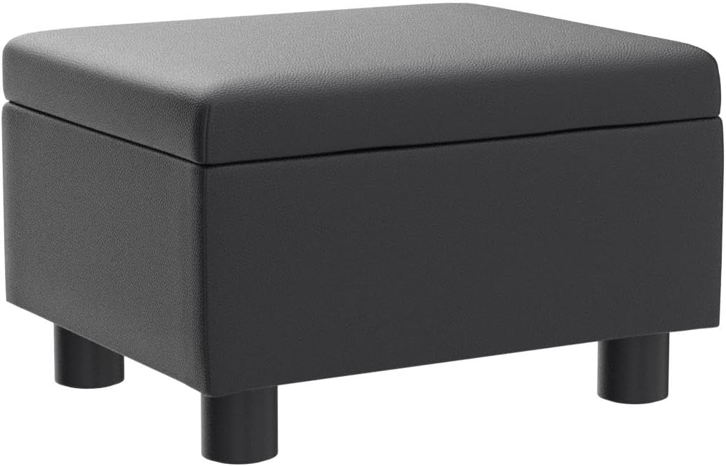 Black Small Leather Foot Stool