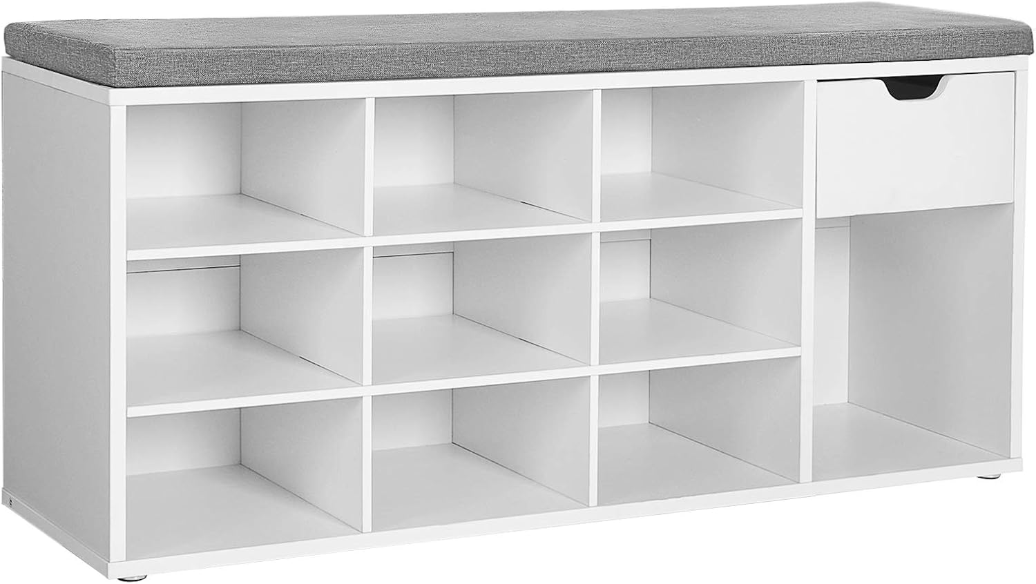 White Gray Multi Compartment Shoe Storage Bench
