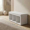 White Wood 3-Cube Cushioned Storage Bench