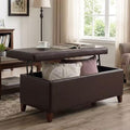 Brown Rectangular Lift Top Storage Ottoman