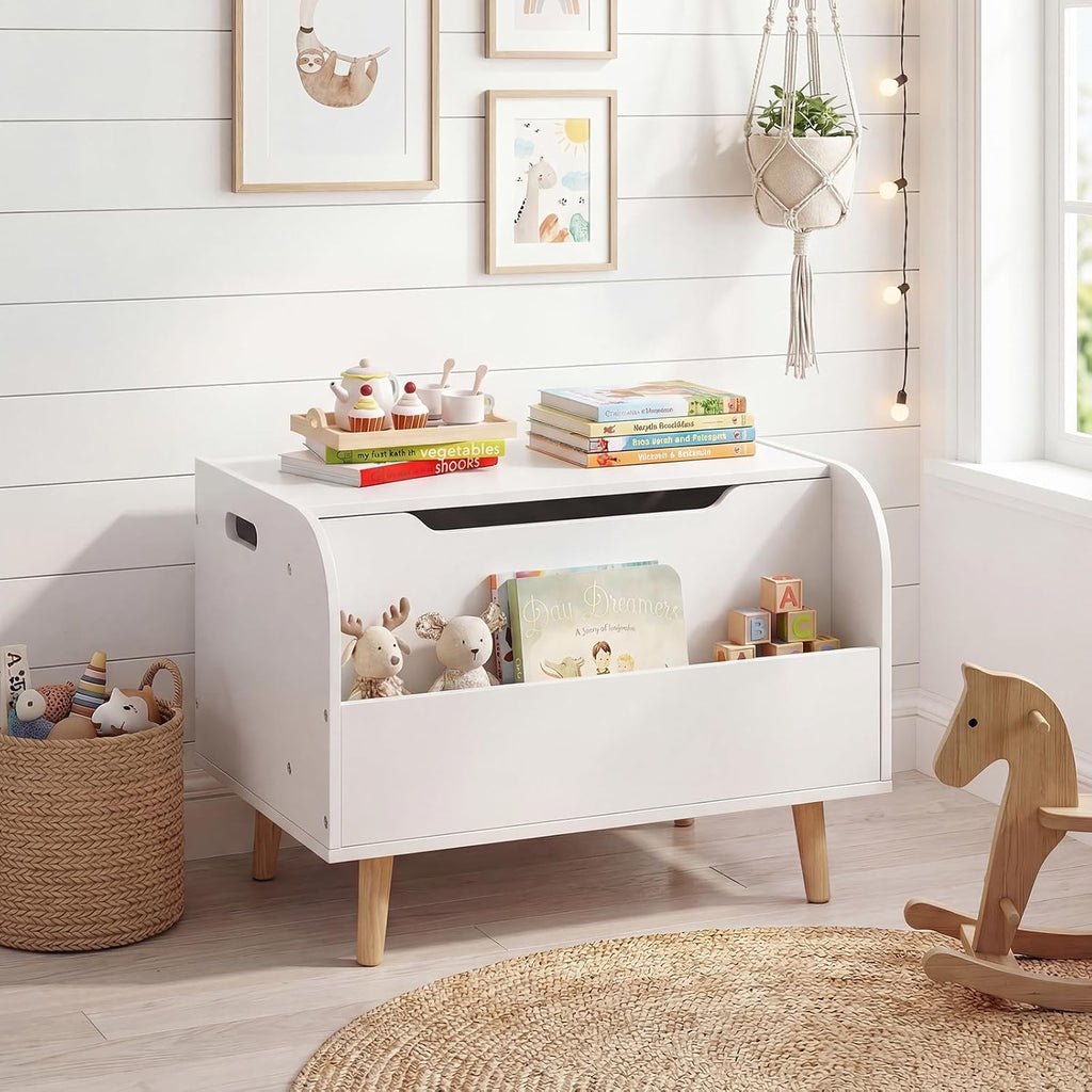 White Kids Toy Chest with Bookshelf