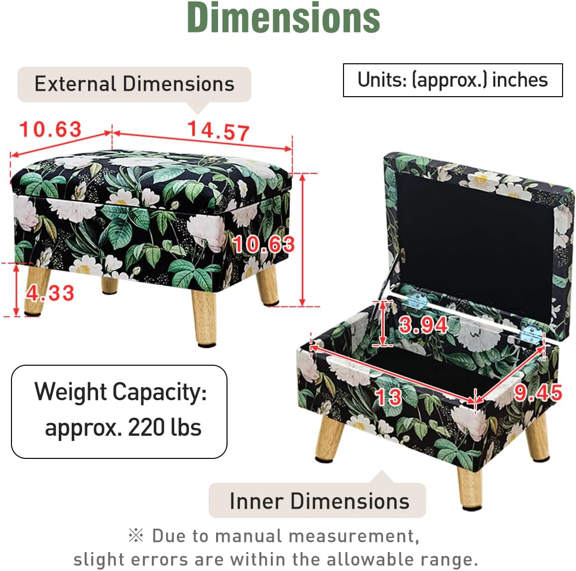 Gray Storage Foot Stool Ottoman