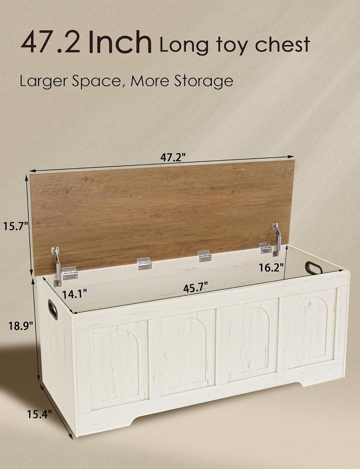 Honey Brown Rustic White Flip Top Wooden Storage Chest
