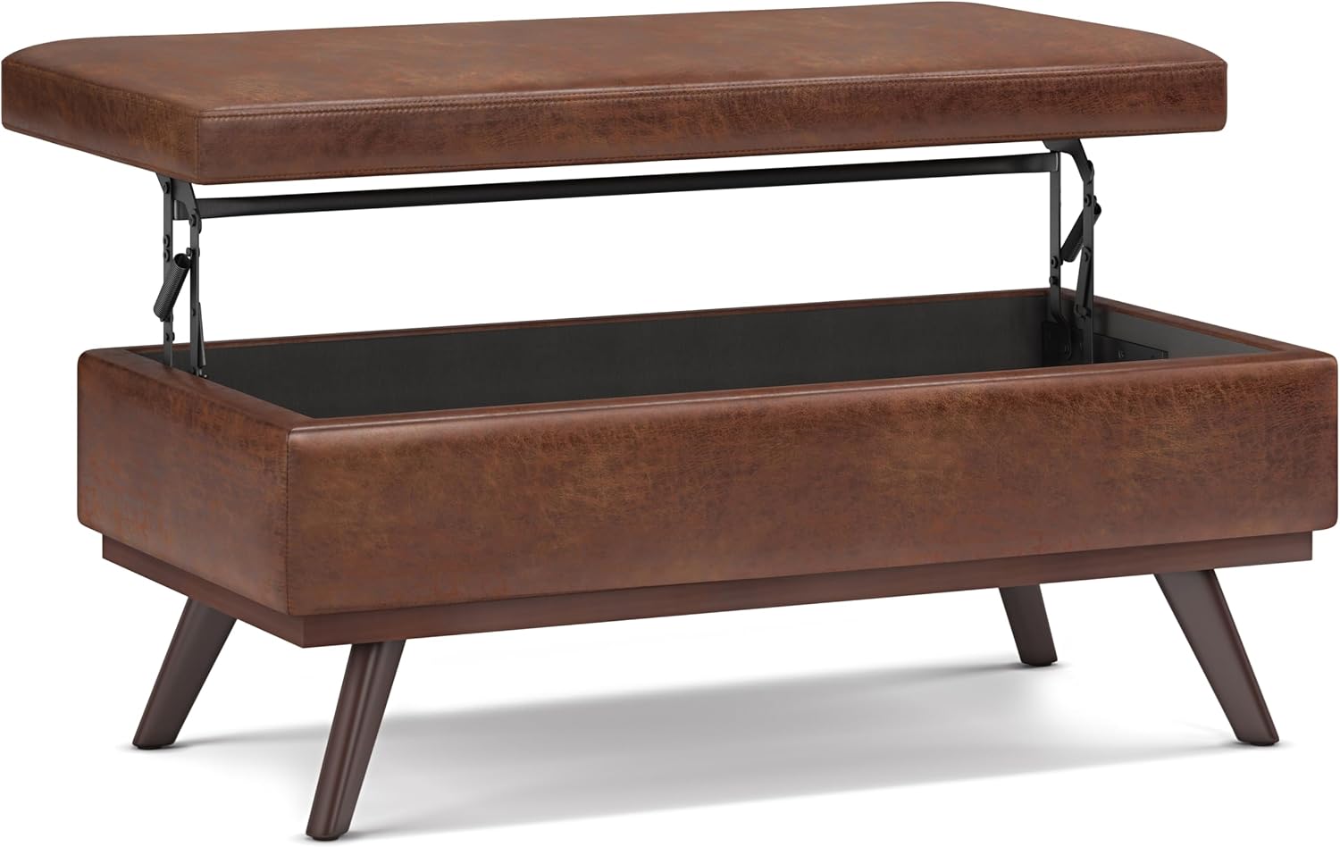 Saddle Brown Mid-Century Storage Ottoman