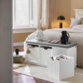 White Drawer Cushioned Storage Shoe Bench