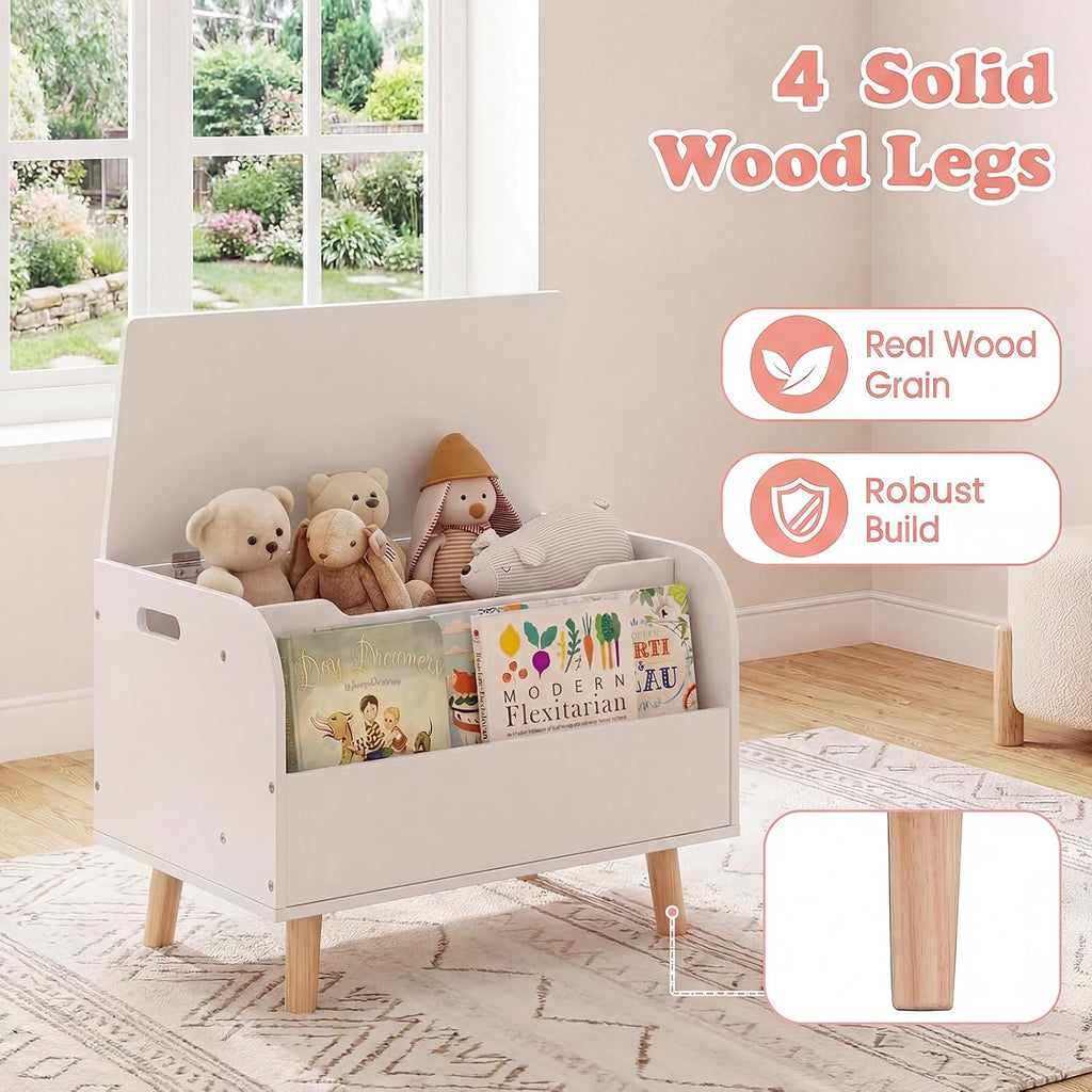 White Kids Toy Chest with Bookshelf