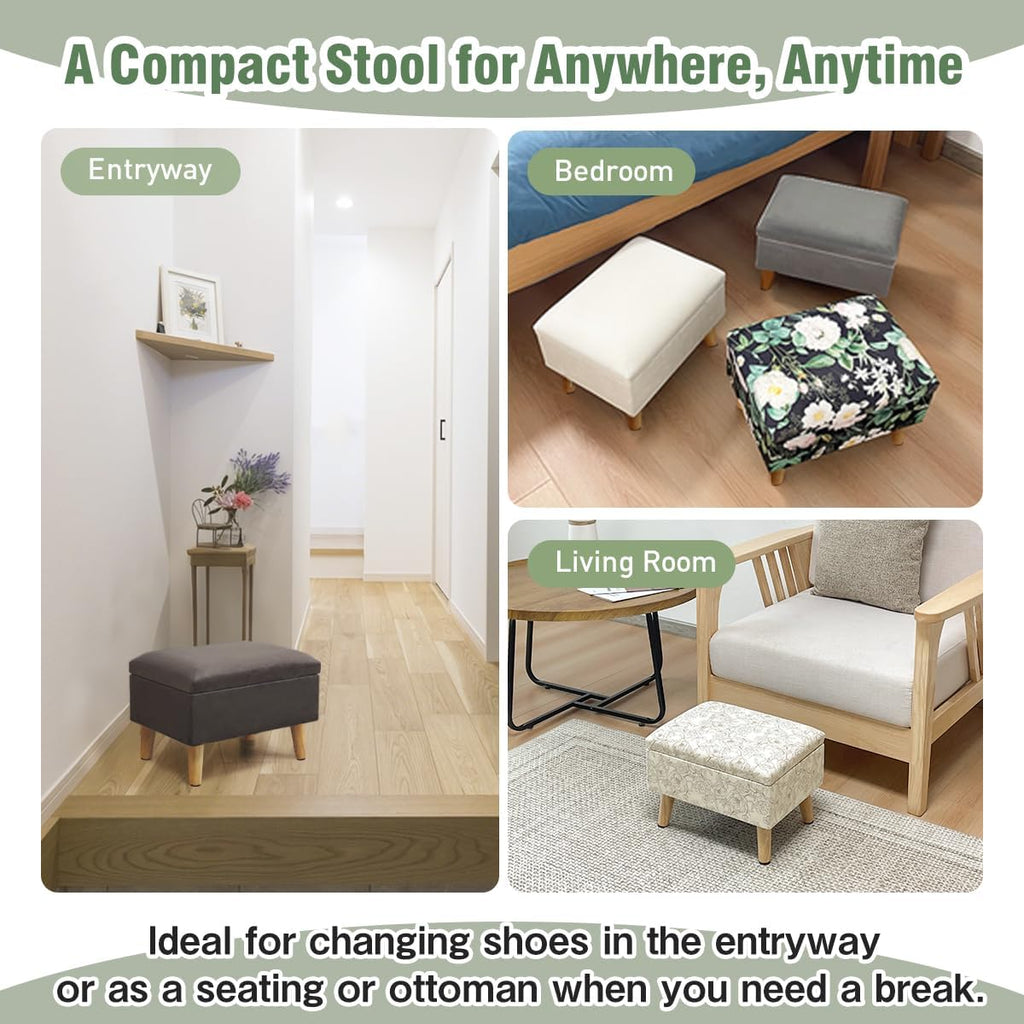Green Printed Storage Foot Stool