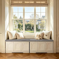 White 6-Cubby Door Storage Shoe Bench with Cushion