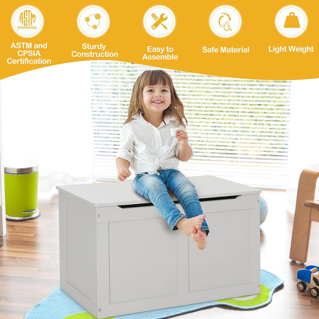 Grey Kids Flip Top Toy Storage Chest