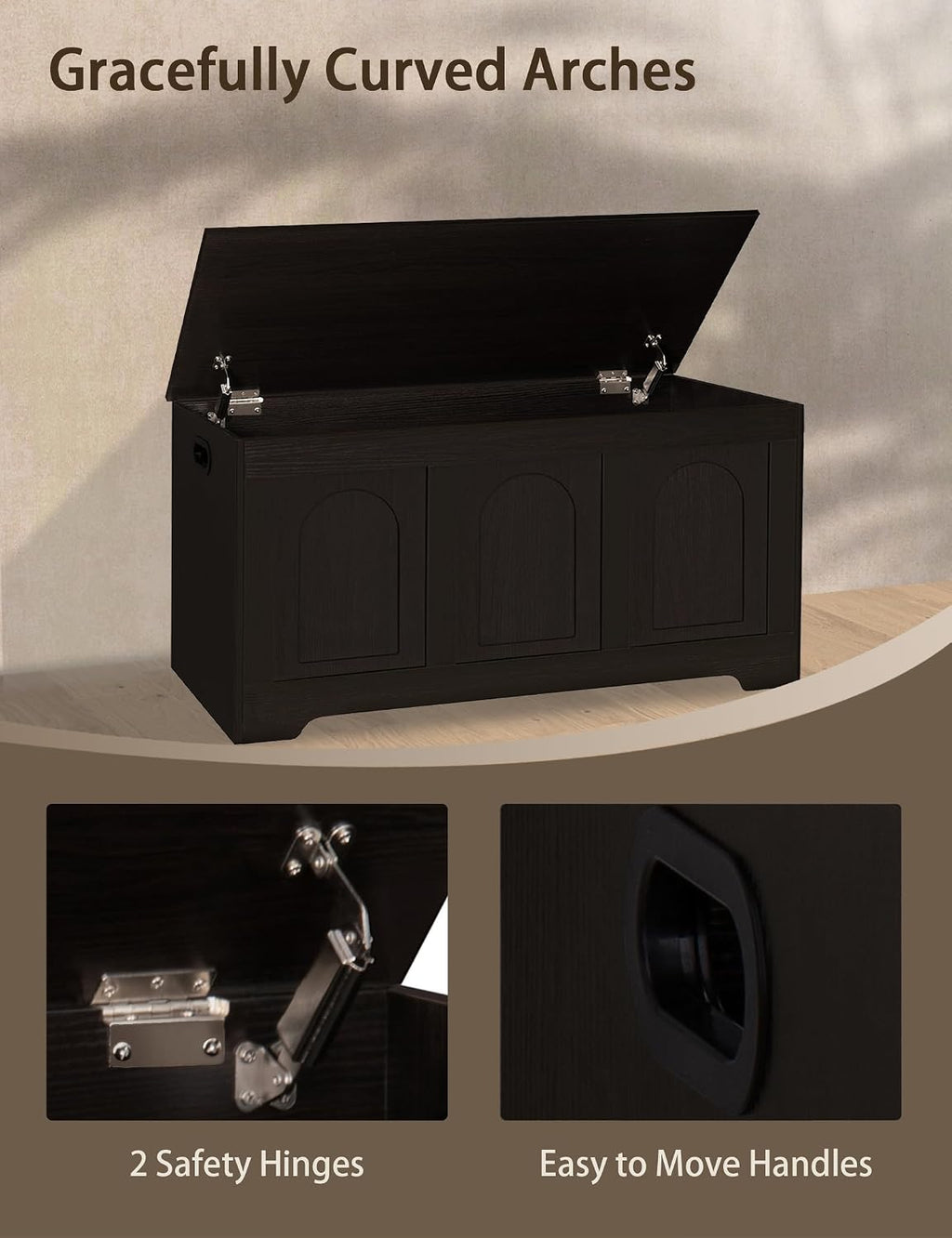 Espresso Flip Top Storage Chest Bench