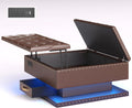Brown PU Charging Storage Ottoman