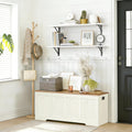 Honey Brown Rustic White Flip Top Wooden Storage Chest
