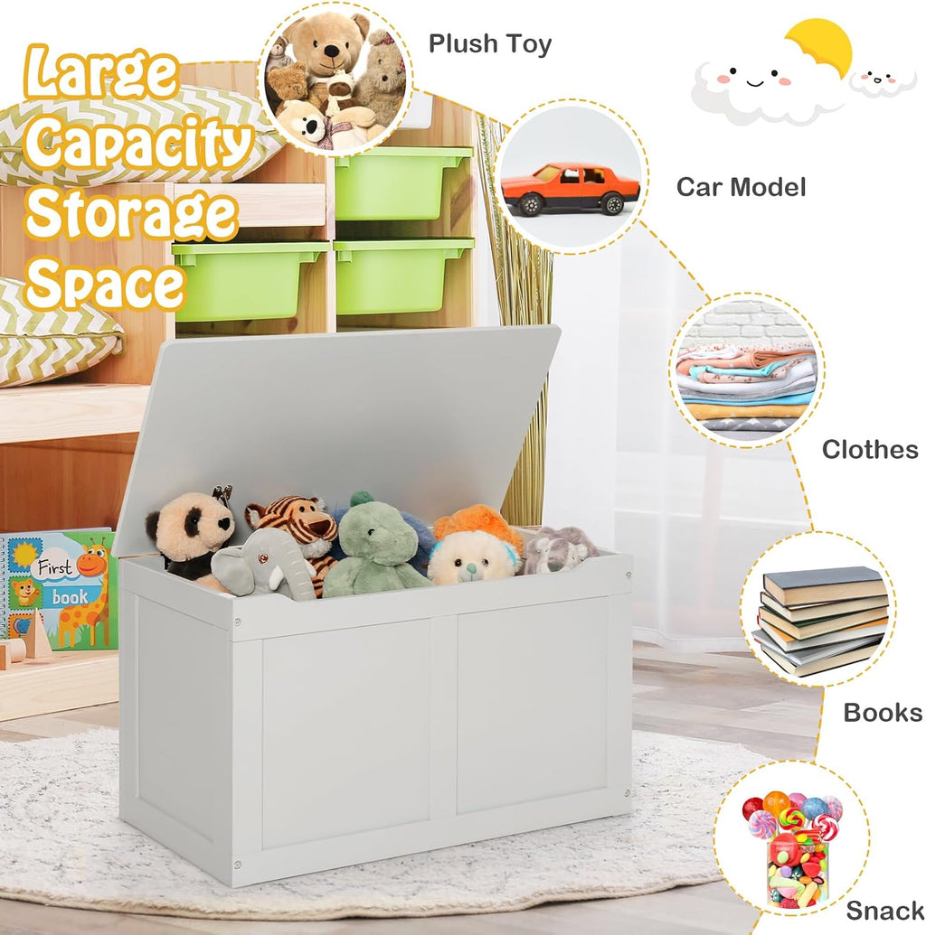 Grey Kids Flip Top Toy Storage Chest