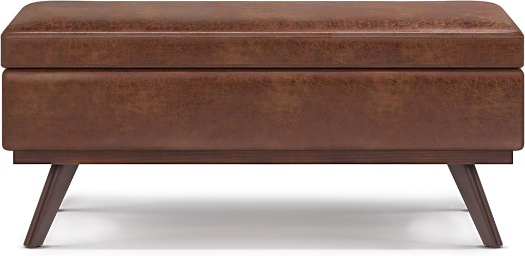 Saddle Brown Mid-Century Storage Ottoman