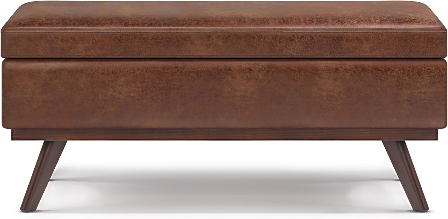 Saddle Brown Mid-Century Storage Ottoman