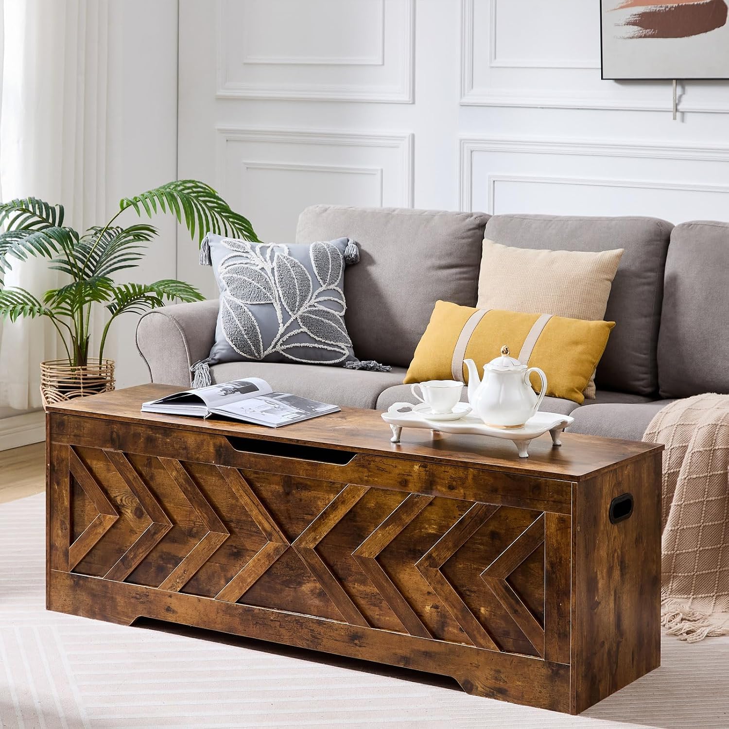 Rustic Large Safety Hinge Storage Chest