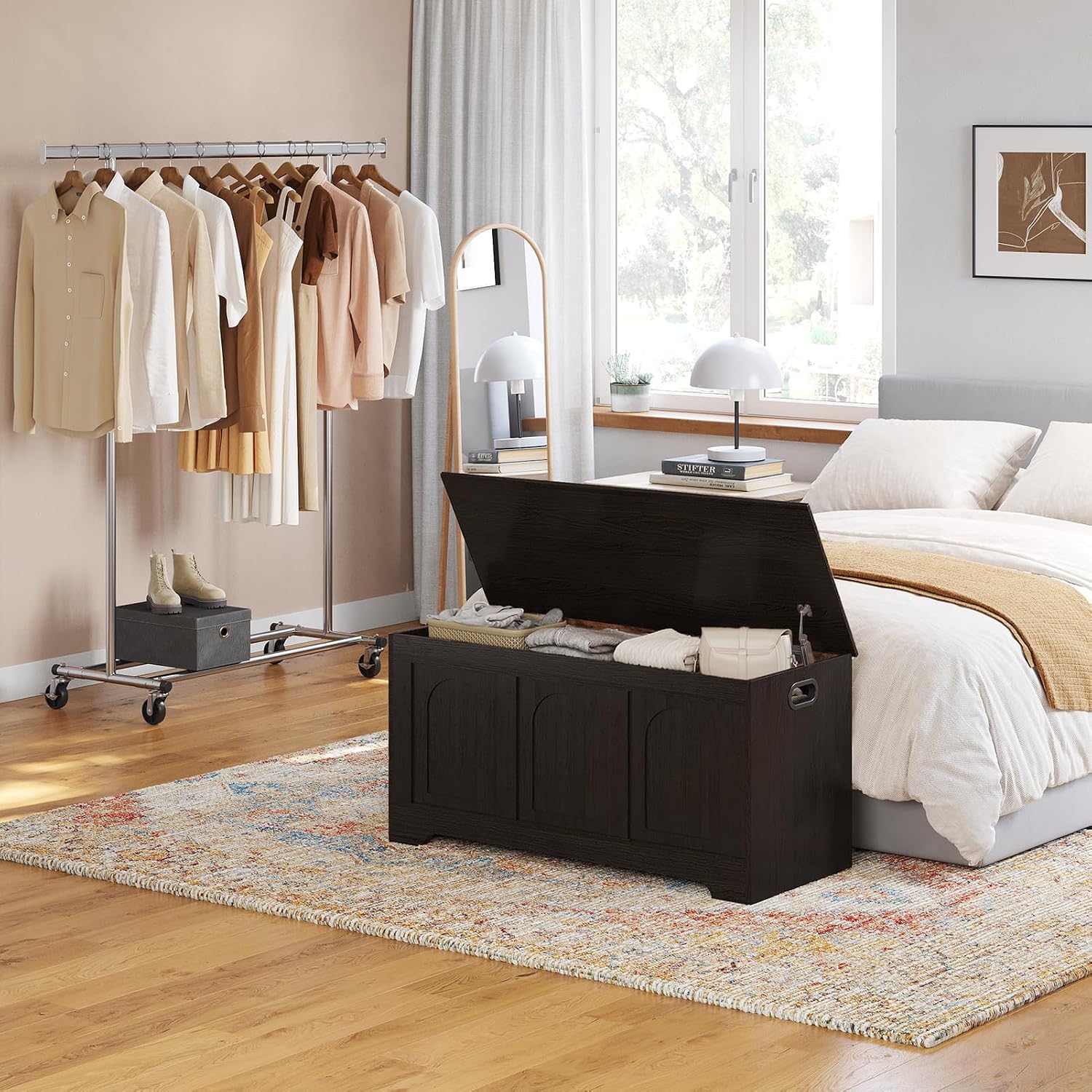 Espresso Flip Top Storage Chest Bench
