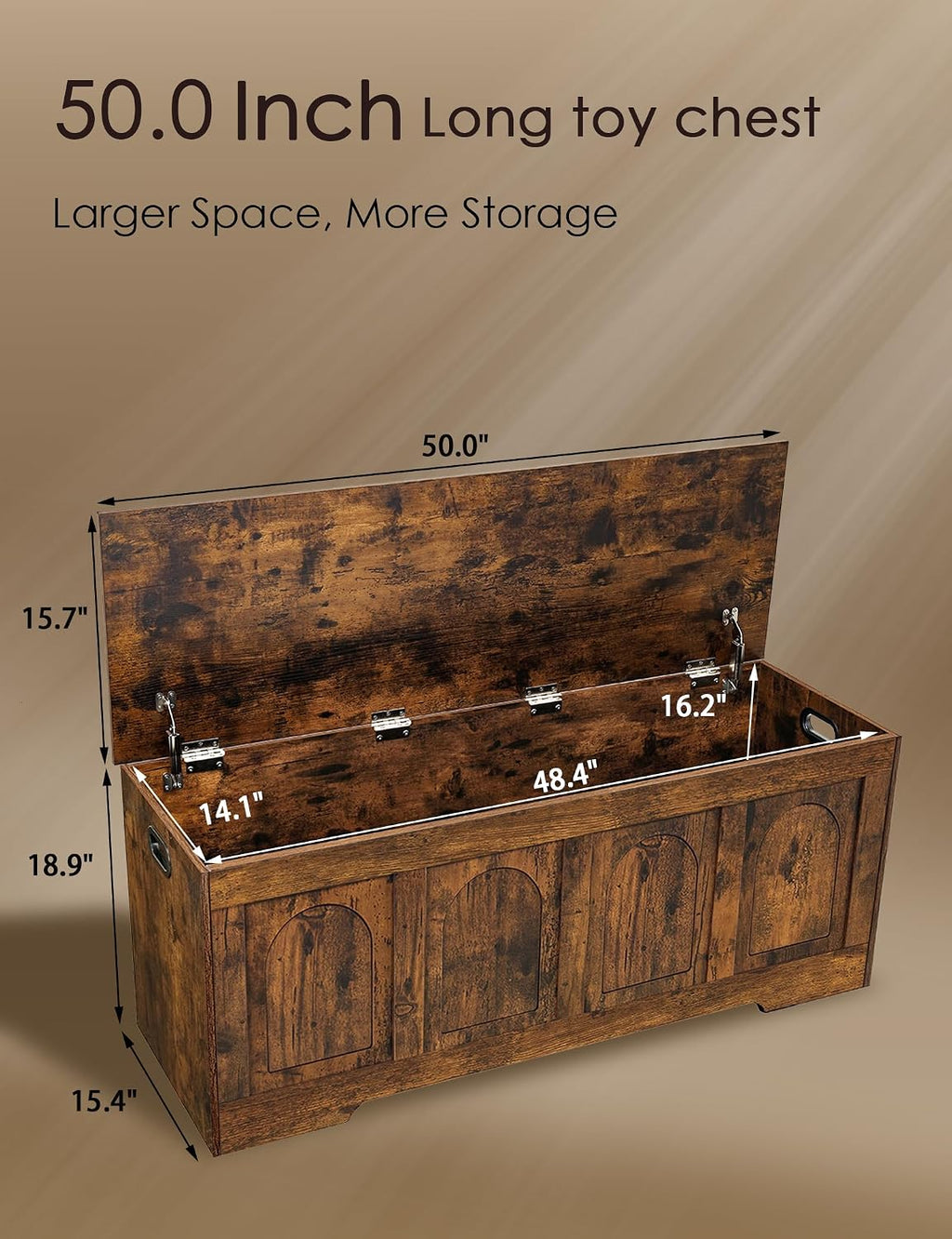 Rustic Brown Flip Top Large Wooden Storage Chest