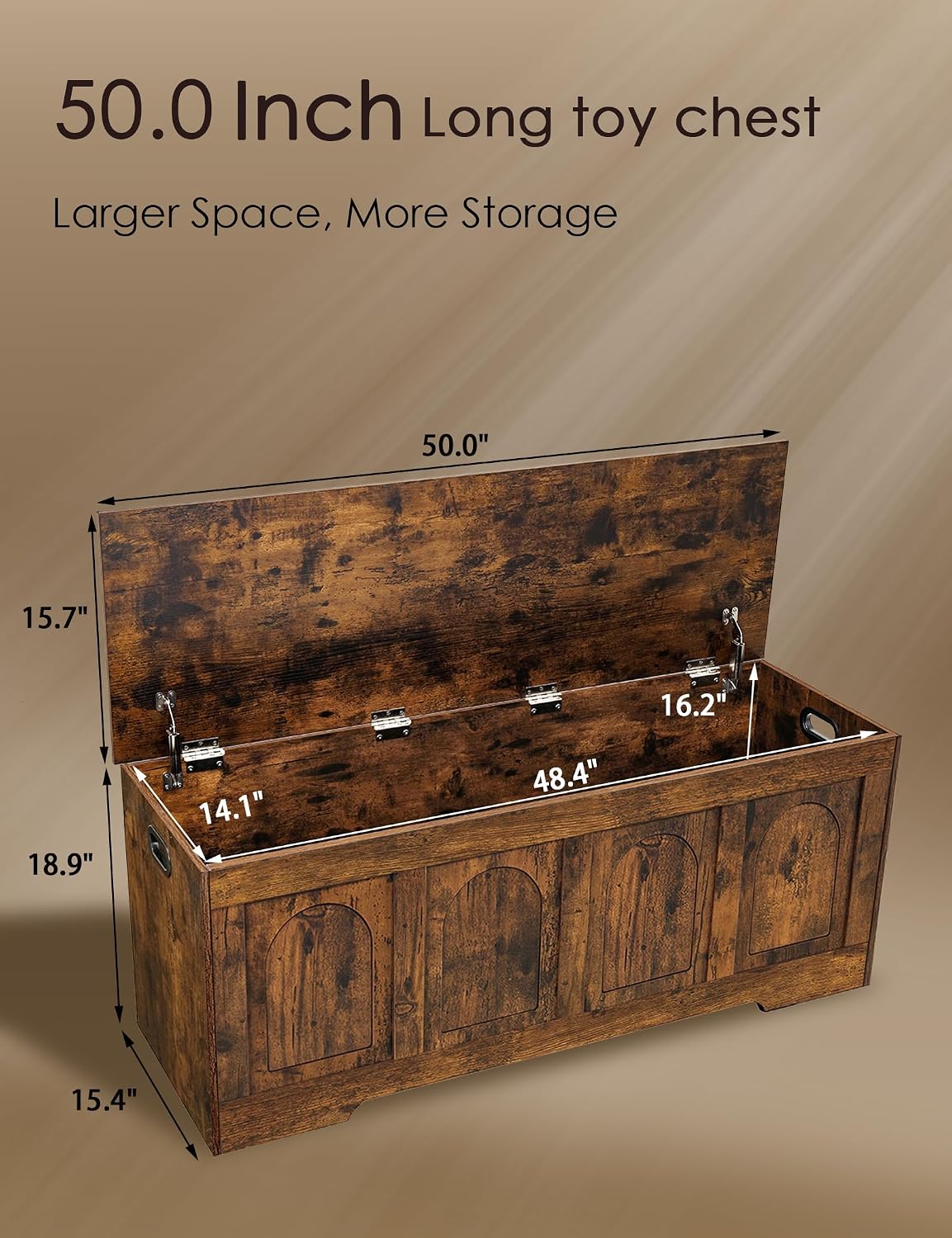 Rustic Brown Flip Top Large Wooden Storage Chest