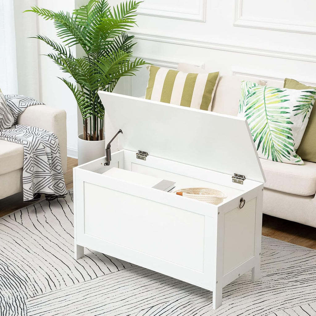 White Safety Hinge Toy Storage Chest