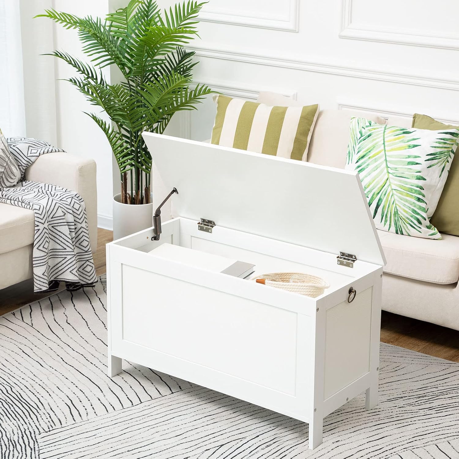 White Safety Hinge Toy Storage Chest