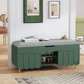 Green Geometric Grain Hidden Storage Shoe Bench