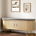 Oak Sliding Door Storage Shoe Bench with Metal Feet