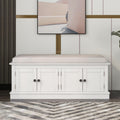 White Rustic Wood Shoe Storage Bench