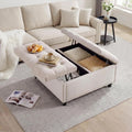 Beige Tufted Storage Ottoman Bench