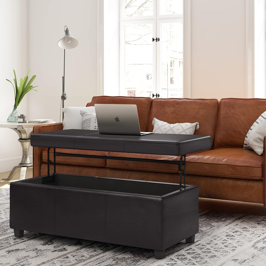 Brown Rectangular Storage Ottoman