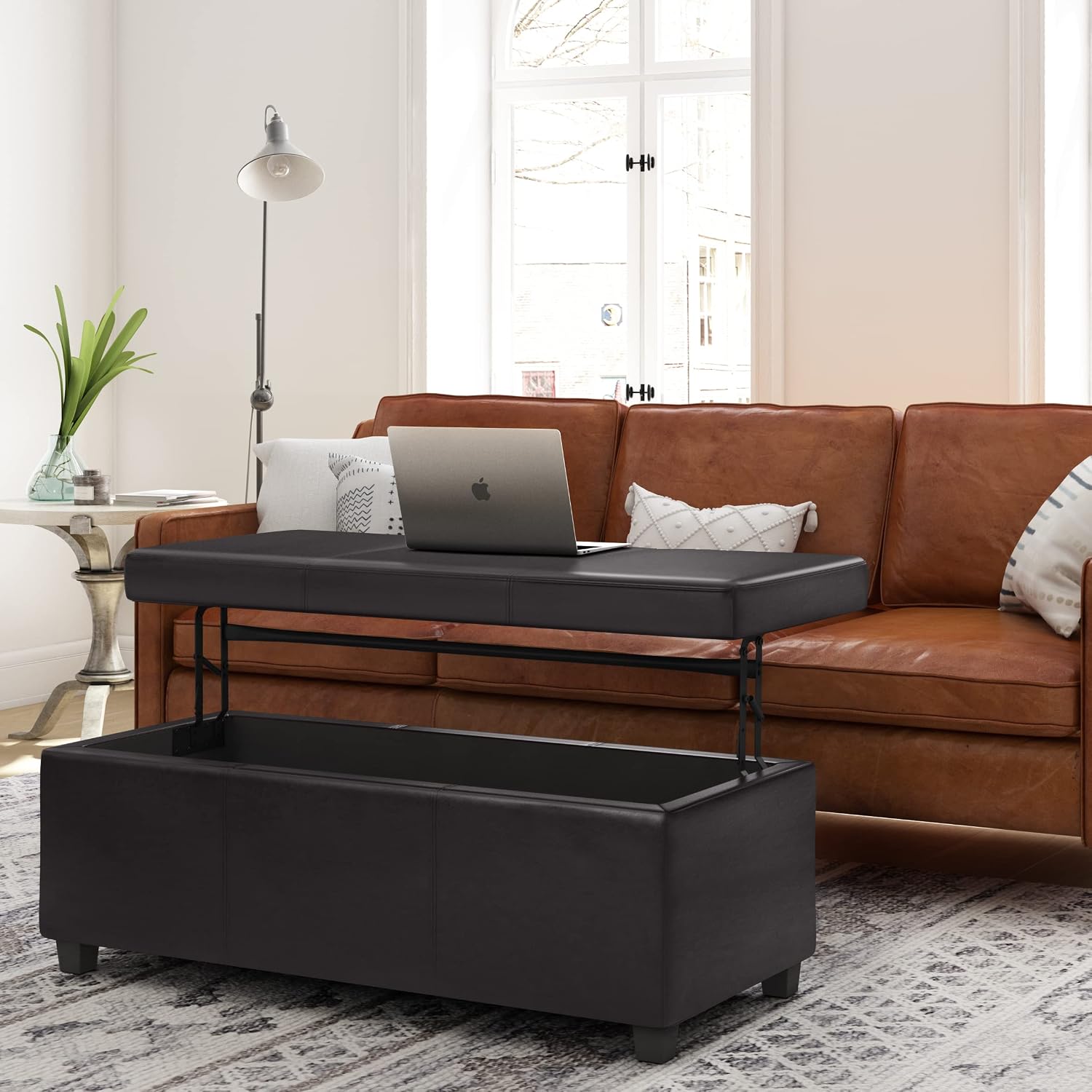 Brown Rectangular Storage Ottoman