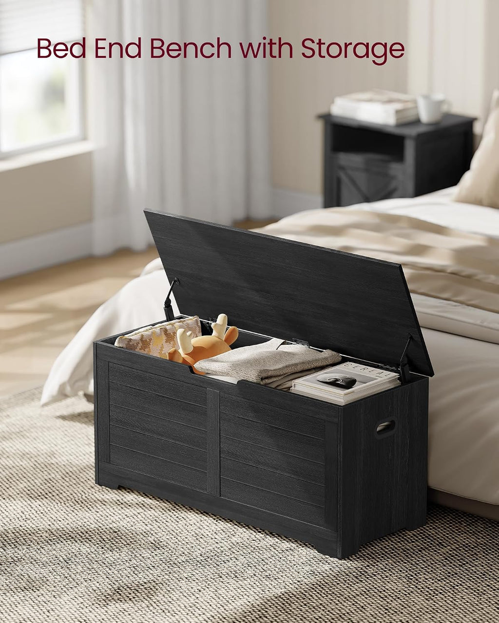 Gray Farmhouse Storage Chest Bench