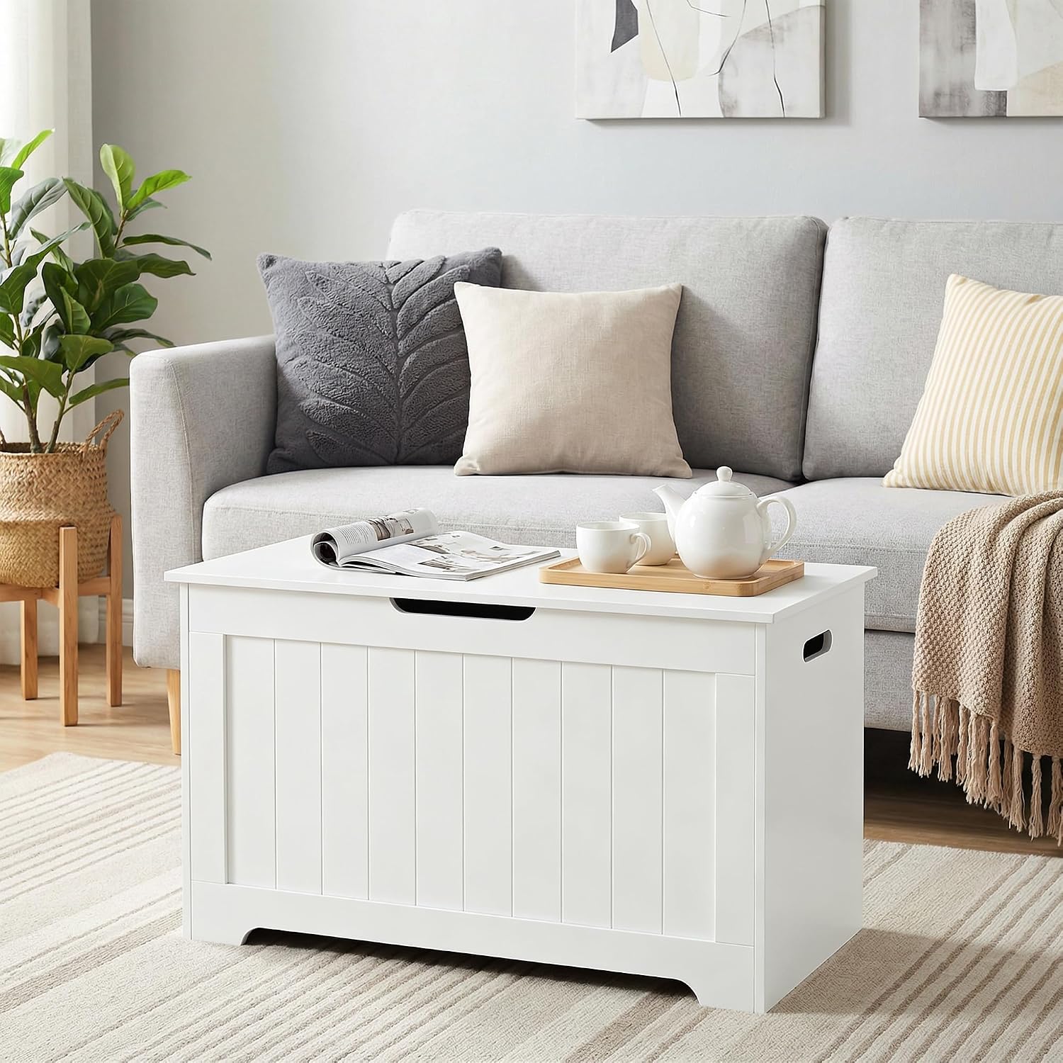 White Flip Top Large Storage Chest