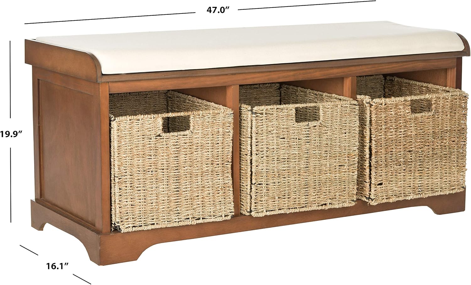 Brown Farmhouse Lift Top Solid Wood Storage Bench