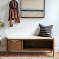 Walnut Brown Storage Entryway Shoe Bench