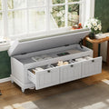 Light Gray Wooden 3-Drawer Storage Bench