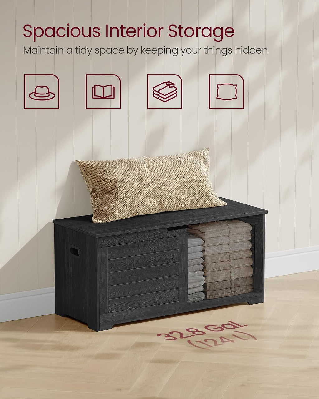 Gray Farmhouse Storage Chest Bench