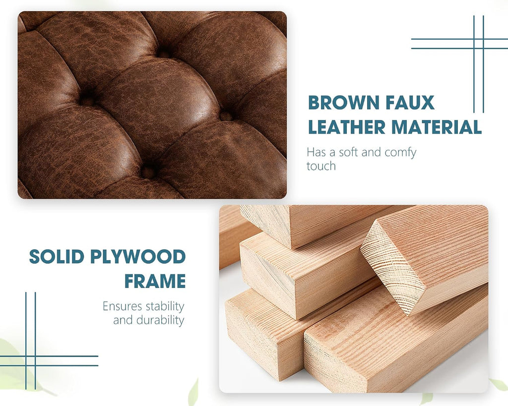 Brown Tufted Storage Ottoman