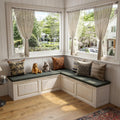 White Grey L-Shaped Storage Breakfast Nook Bench
