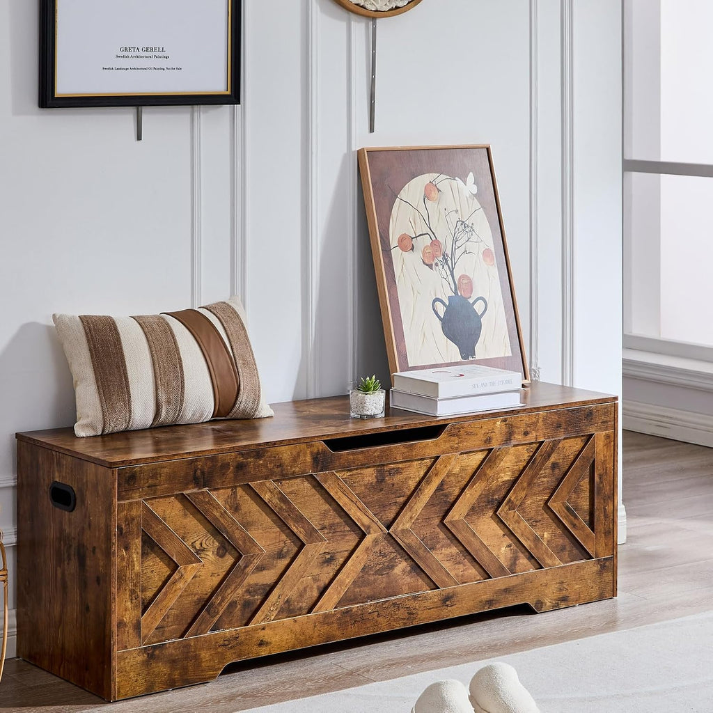 Rustic Large Safety Hinge Storage Chest